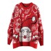 Aesthetic o neck red knit tops oversize Santa Claus top