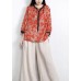 Handmade Red Print Side Open Top Linen