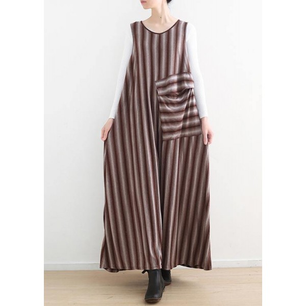 Women pink striped cotton pants sleeveless Dresses jumpsuit pants