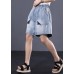 Korean version loose retro washed white Ming line denim shorts