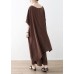 Women Asymmetric Hem Chiffon Box Top Work Brown Tunic Blouse Summer